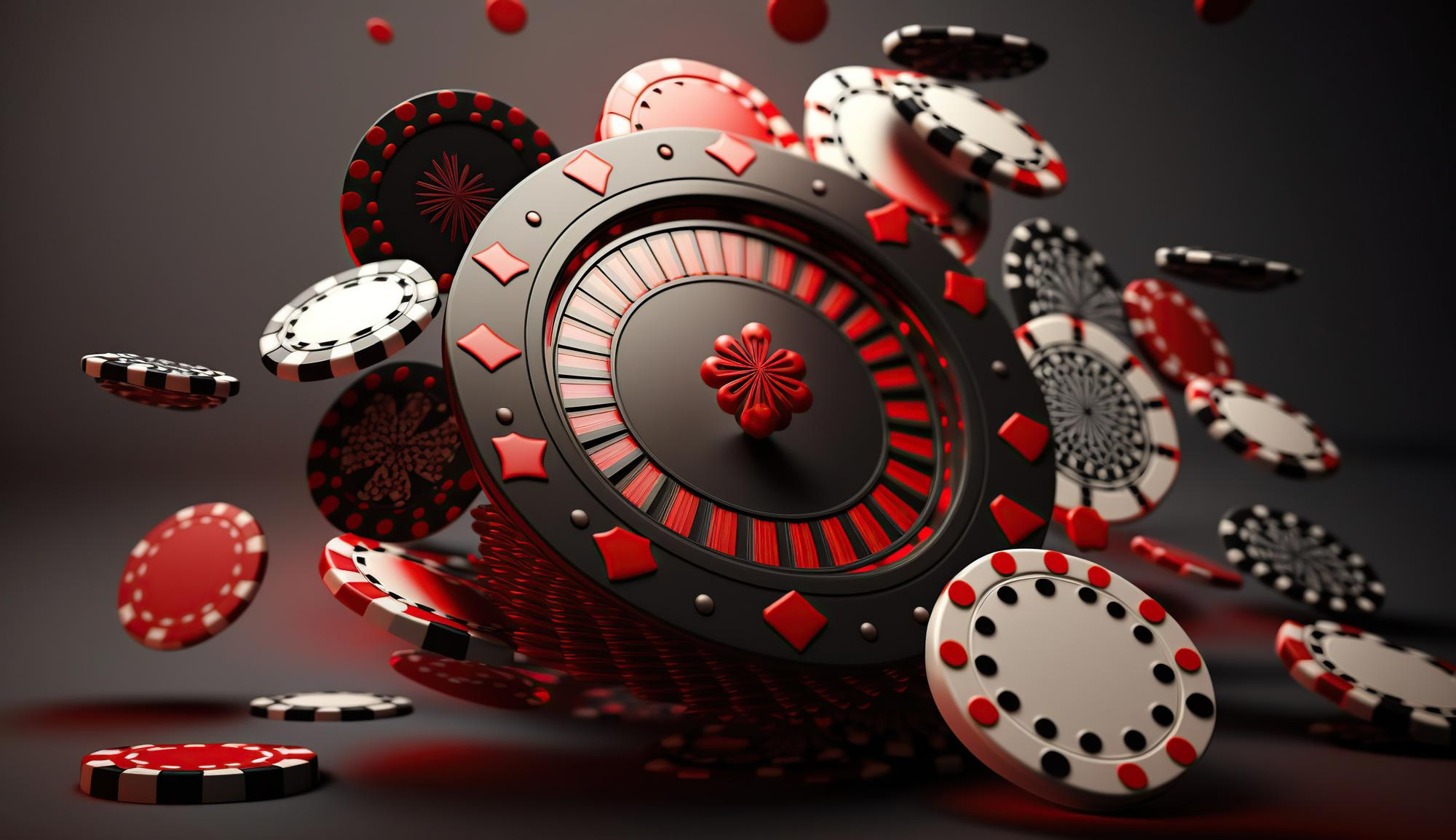 playing-cards-and-poker-chips-fly-casino-casino-roulette-concept-on-dark-background-generative-ai